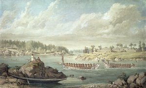Retour des Makah dans leurs canoës de guerre